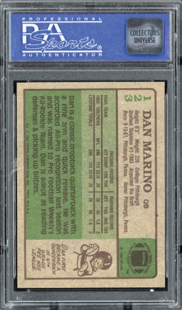 1984 Topps #123 Dan Marino ROOKIE PSA MINT 9