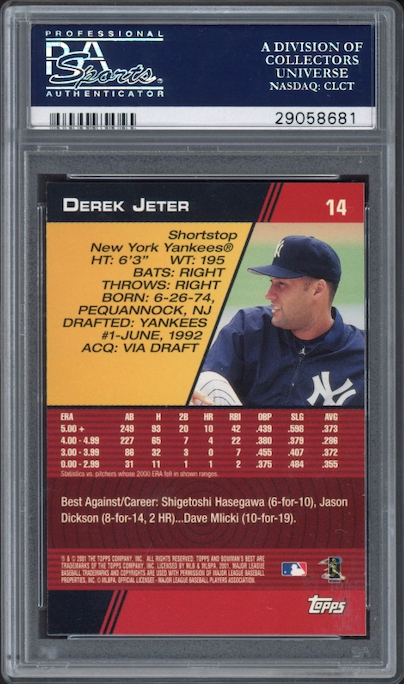 2001 Bowman’s Best #14 Derek Jeter PSA 10