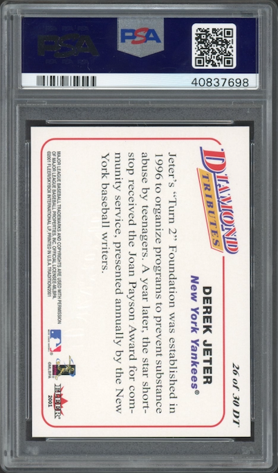 2001 Fleer Diamond Tributes #26 Derek Jeter PSA 10