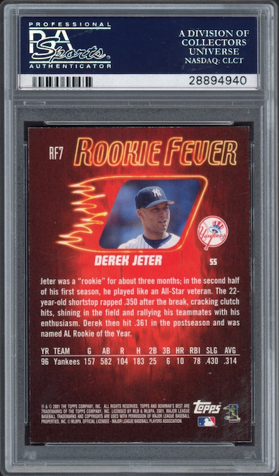2001 Bowman's Best #RF7 Derek Jeter Rookie Fever PSA 10