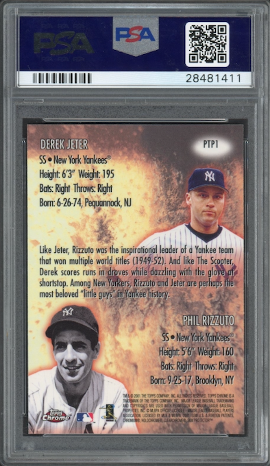 2001 Topps Chrome Past to Present #PTP1 D. Jeter/P. Rizzuto PSA 10