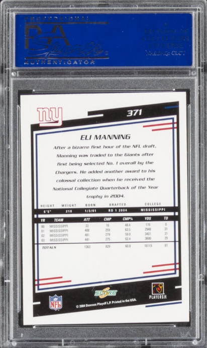 2004 Score #371 Eli Manning ROOKIE PSA GEM MINT 10