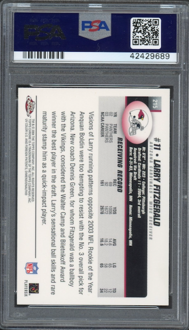 2004 Topps Chrome #215 Larry Fitzgerald ROOKIE PSA GEM MINT 10