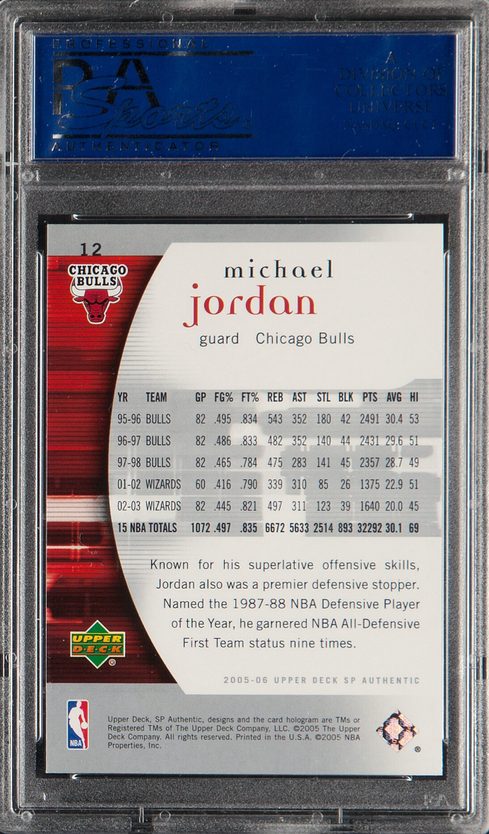 2005 SP Authentic #12 Michael Jordan PSA 10