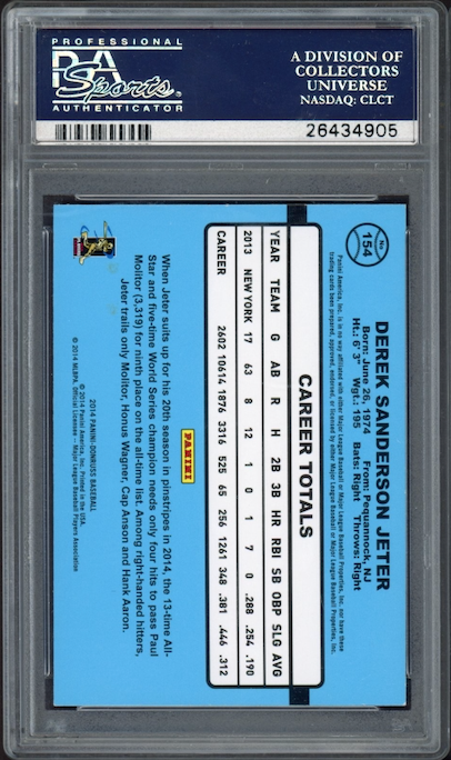 2014 Donruss #154 Derek Jeter PSA 10