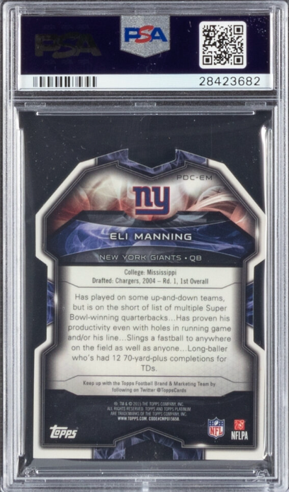 2015 Topps Platinum Players Die Cut #PDCEM Eli Manning PSA GEM MINT 10