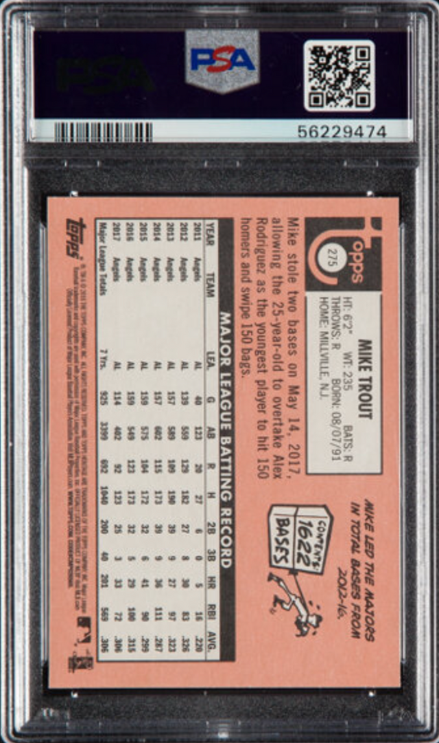 2018 Topps Heritage #275 Mike Trout PSA 10