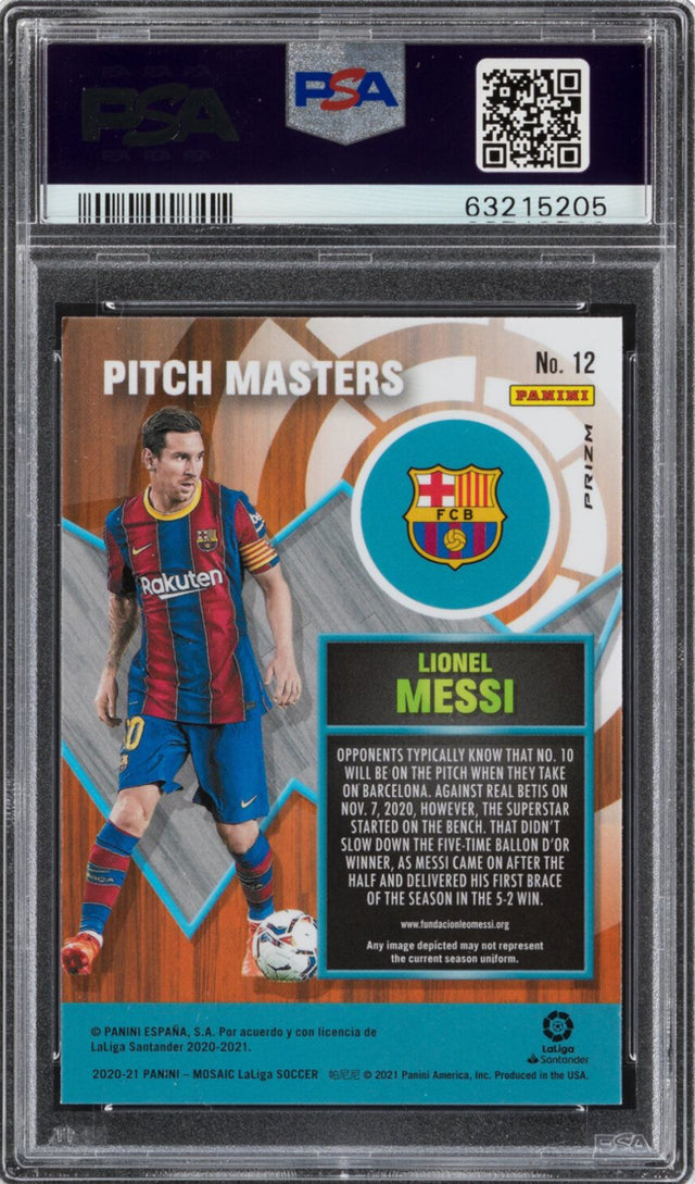 2020 Panini Mosaic La Liga Pitch Masters Green Mosaic #12 Lionel Messi PSA 10