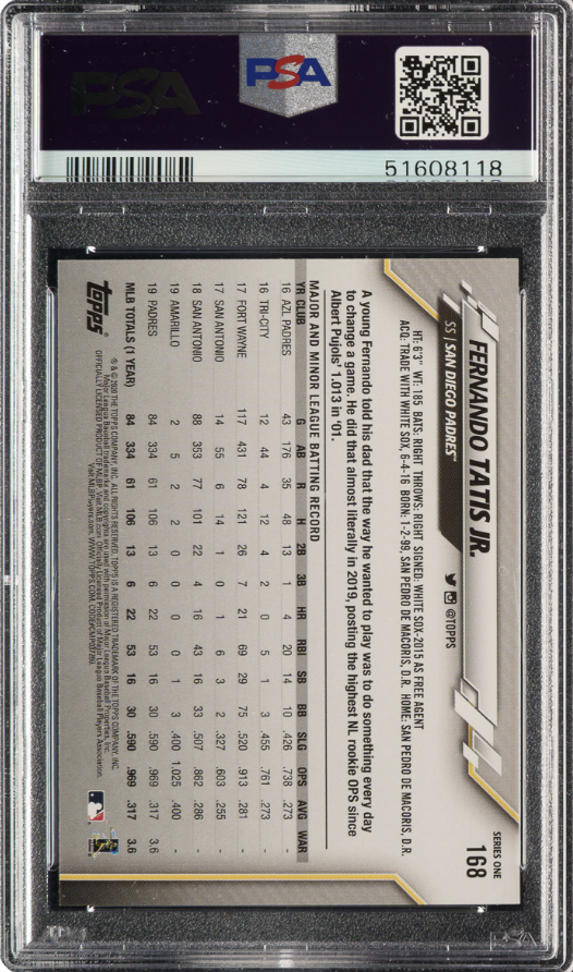 2020 Topps #168 Fernando Tatis Jr. PSA MINT 9