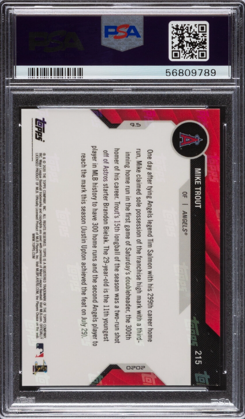 2020 Topps Now #215 Mike Trout PSA 10