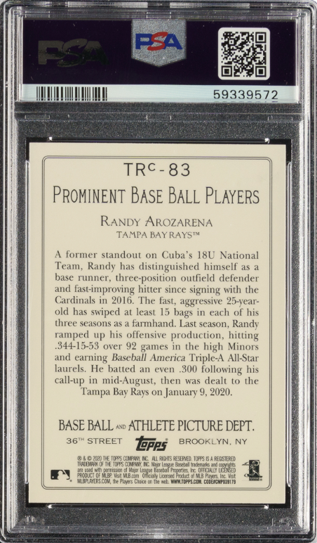 2020 Topps Turkey Red Chrome #TRC83 Randy Arozarena PSA MINT 9