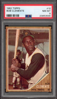 1962 Topps #10 Bob (Roberto) Clemente PSA NM-MT 8
