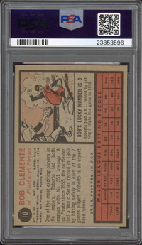 1962 Topps #10 Bob (Roberto) Clemente PSA NM-MT 8