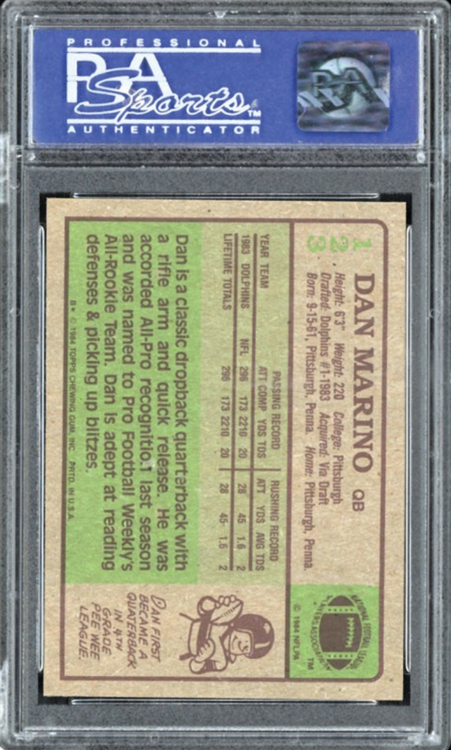 1984 Topps #123 Dan Marino ROOKIE PSA MINT 9