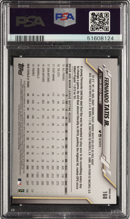 2020 Topps #168 Fernando Tatis Jr. PSA MINT 9