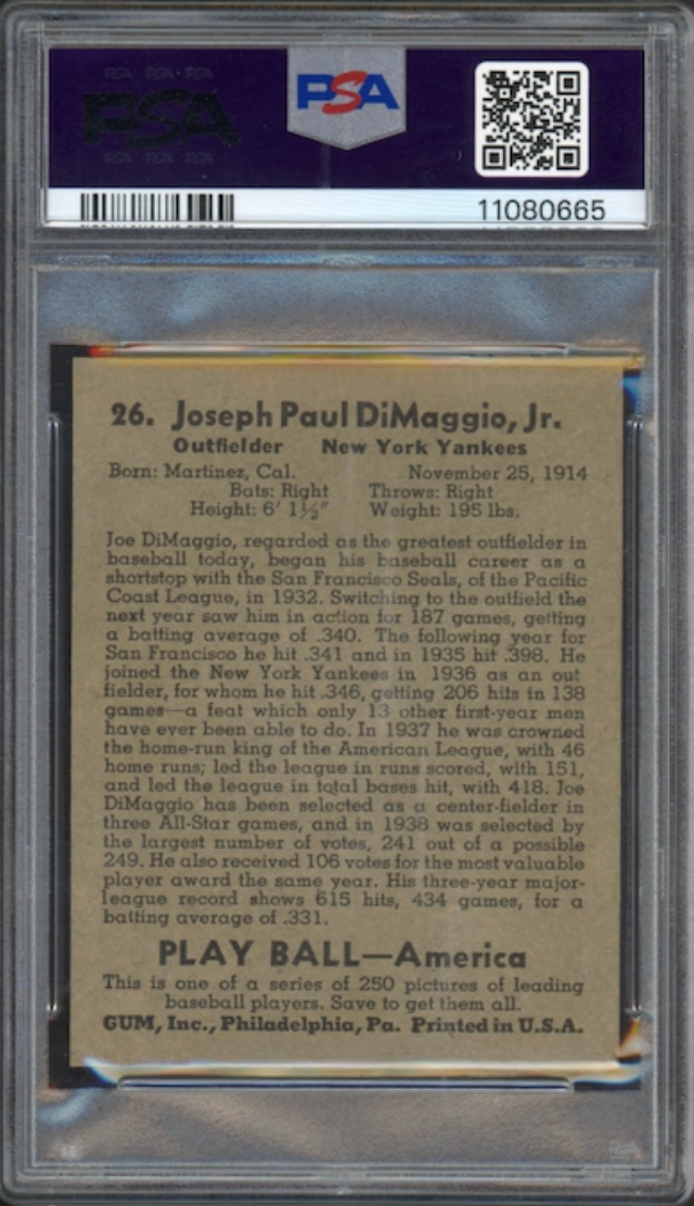 1939 Play Ball #26 Joe DiMaggio PSA MINT 9