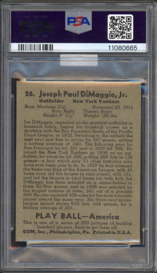 1939 Play Ball #26 Joe DiMaggio PSA MINT 9