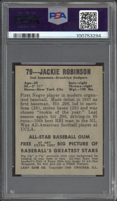 1948 Leaf #79 Jackie Robinson ROOKIE PSA NM 7