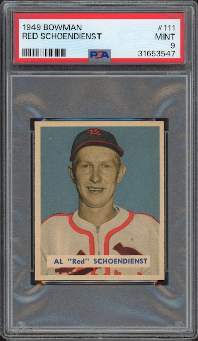 1949 Bowman #111 Red Schoendienst PSA MINT 9