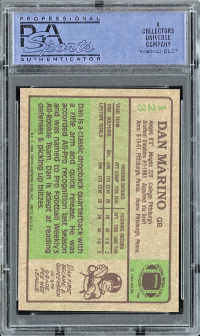 1984 Topps #123 Dan Marino ROOKIE PSA MINT 9