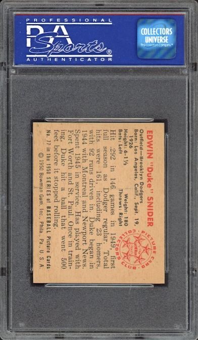 1950 Bowman #77 Duke Snider PSA NM-MT 8