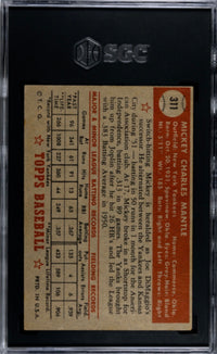 1952 Topps #311 Mickey Mantle SGC EX+ 5.5
