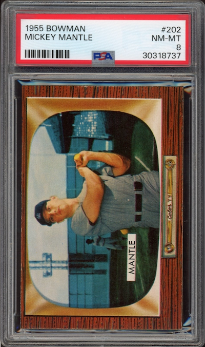 1955 Bowman #202 Mickey Mantle PSA NM-MT 8