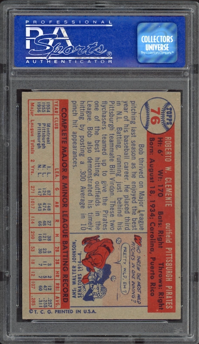 1957 Topps #76 Roberto Clemente PSA NM-MT 8