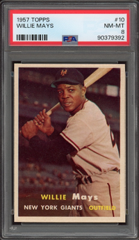 1957 Topps #10 Willie Mays PSA NM-MT 8