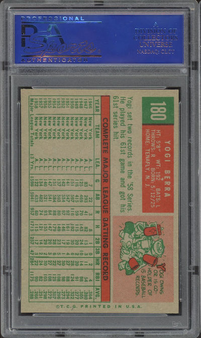1959 Topps #180 Yogi Berra PSA NM-MT 8