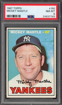 1967 Topps #150 Mickey Mantle PSA NM-MT 8