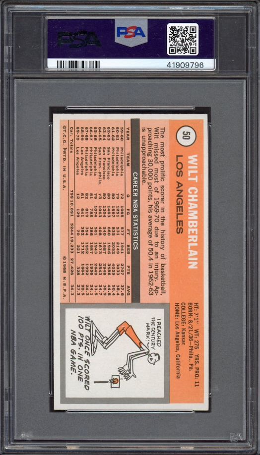 1970 Topps #50 Wilt Chamberlain PSA NM-MT 8