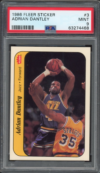1986 Fleer Sticker #3 Adrian Dantley PSA 9