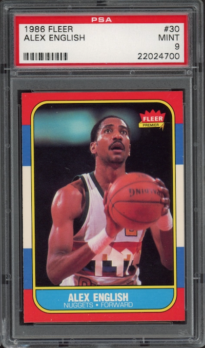 1986 Fleer #30 Alex English PSA 9
