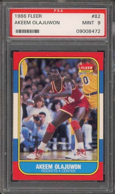 1986 Fleer #82 Akeem Olajuwon PSA 9