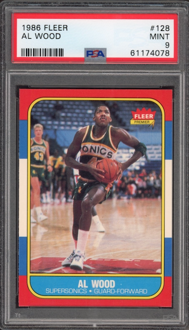 1986 Fleer #128 Al Wood PSA 9