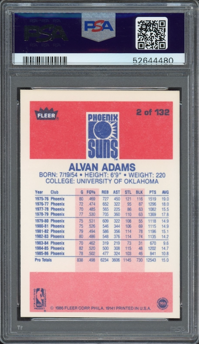 1986 Fleer #2 Alvan Adams PSA 9