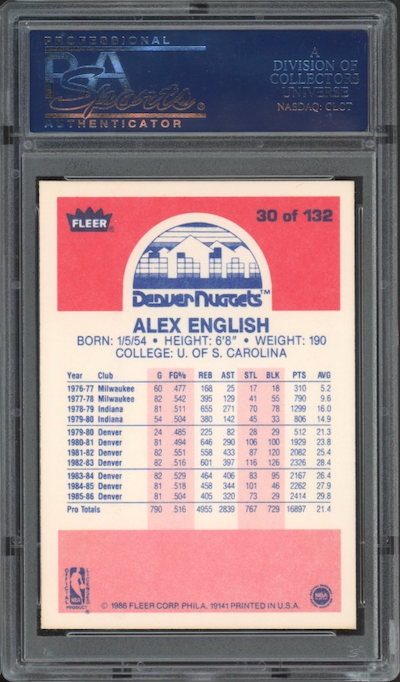 1986 Fleer #30 Alex English PSA 9