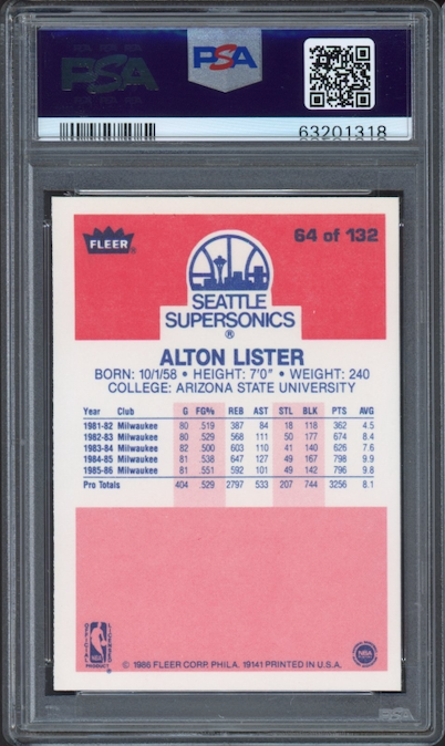 1986 Fleer #64 Alton Lister PSA 9