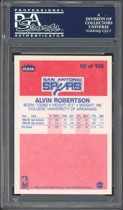 1986 Fleer #92 Alvin Robertson PSA 9