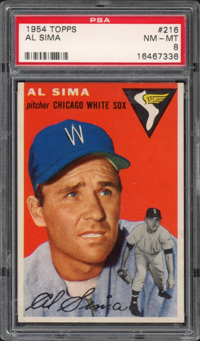 1954 Topps #216 Al Sima PSA 8