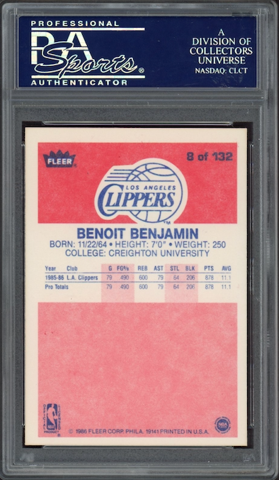 1986 Fleer #8 Benoit Benjamin PSA 9