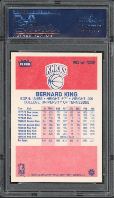 1986 Fleer #60 Bernard King PSA 9