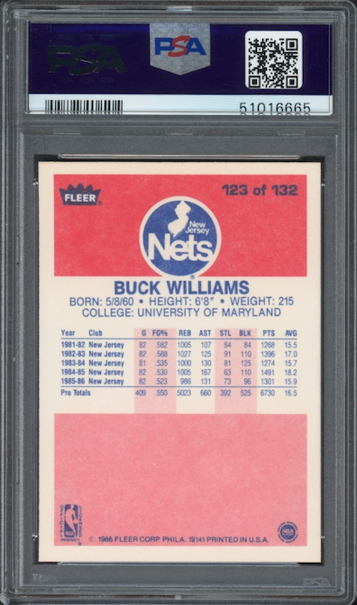 1986 Fleer #123 Buck Williams PSA 9