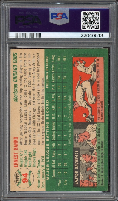 1954 Topps #94 Ernie Banks ROOKIE PSA NM-MT 8