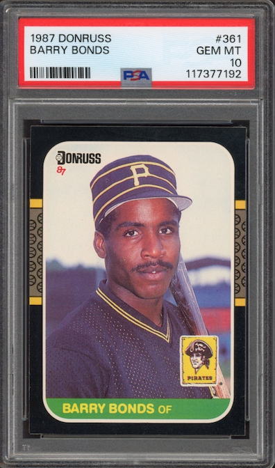 1987 Donruss #361 Barry Bonds ROOKIE PSA GEM MINT 10