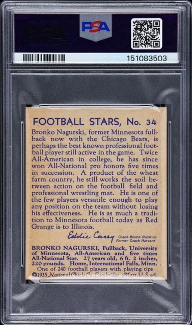 1935 National Chicle Bronko Nagurski PSA VG-EX 4