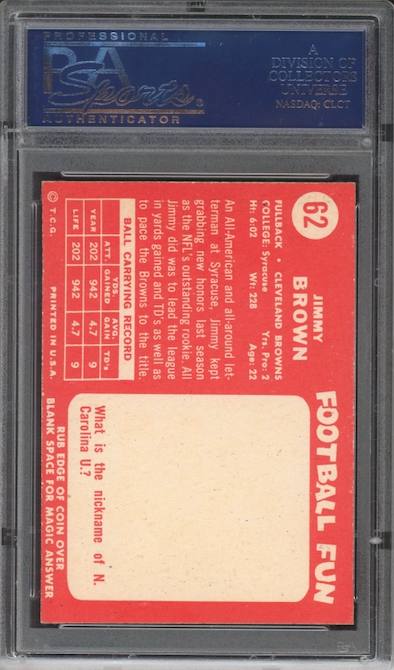 1958 Topps #62 Jim Brown PSA 8