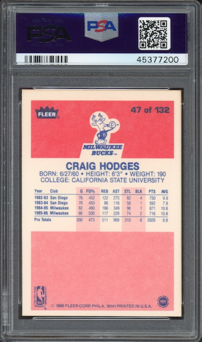 1986 Fleer #47 Craig Hodges PSA 9