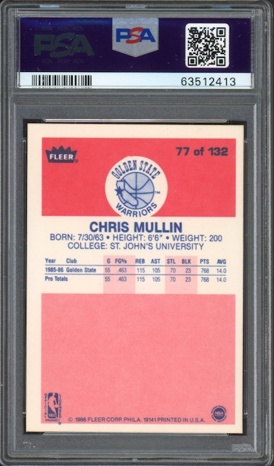 1986 Fleer #77 Chris Mullin PSA 9